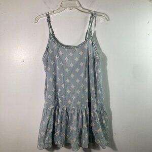 Womens Intimately Free People Peplum Slip Dress Blue Gray White Cotton M NWT